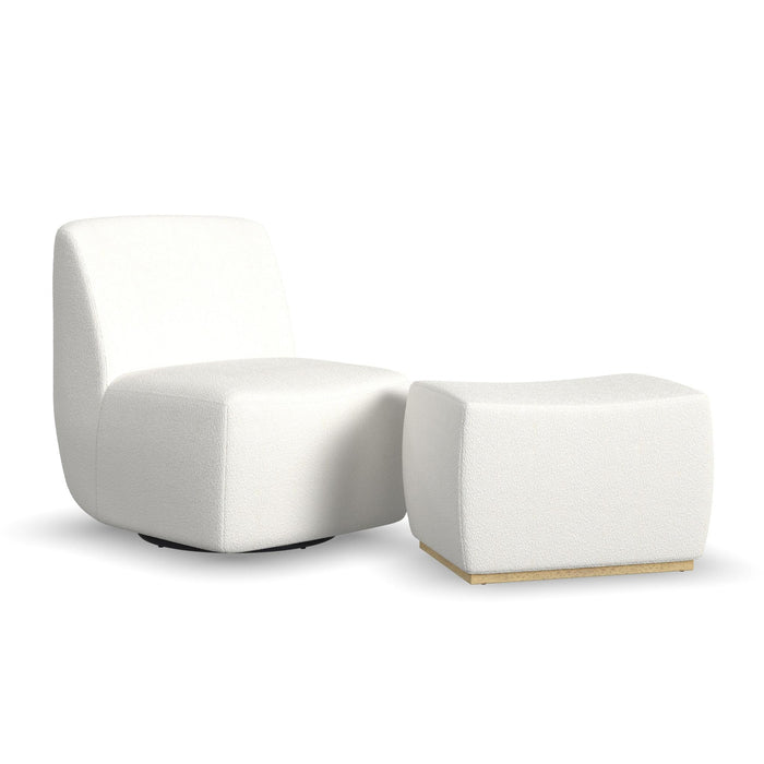 Nico White Swivel Chair & Ottoman