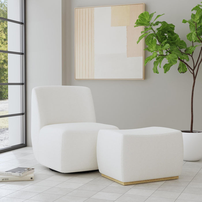 Nico White Swivel Chair & Ottoman