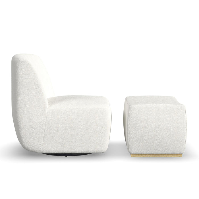 Nico White Swivel Chair & Ottoman