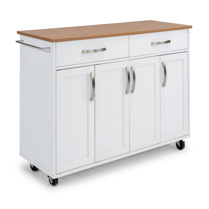 Storage Plus Off-White Kitchen Cart