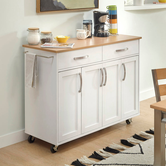 Storage Plus Off-White Kitchen Cart