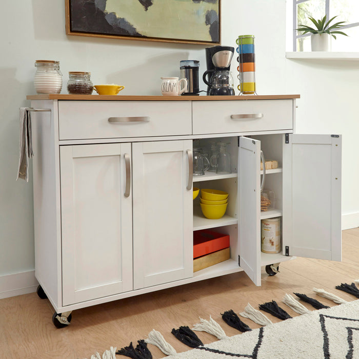 Storage Plus Off-White Kitchen Cart