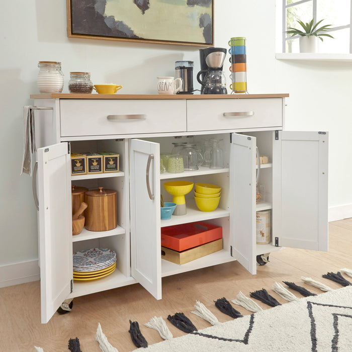 Storage Plus Off-White Kitchen Cart