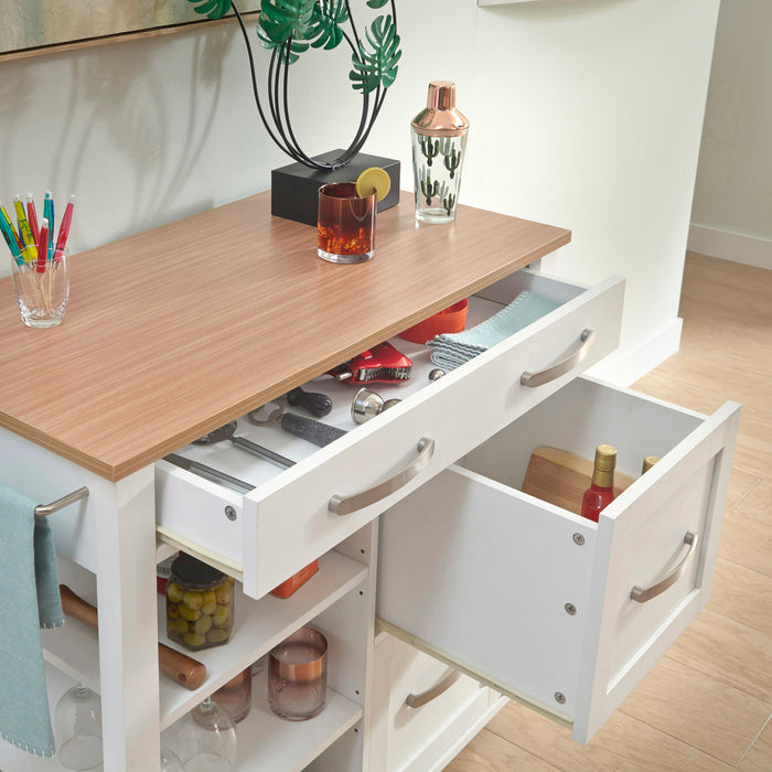 Storage Plus Off-White Kitchen Cart