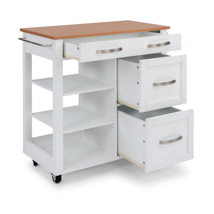 Storage Plus Off-White Kitchen Cart