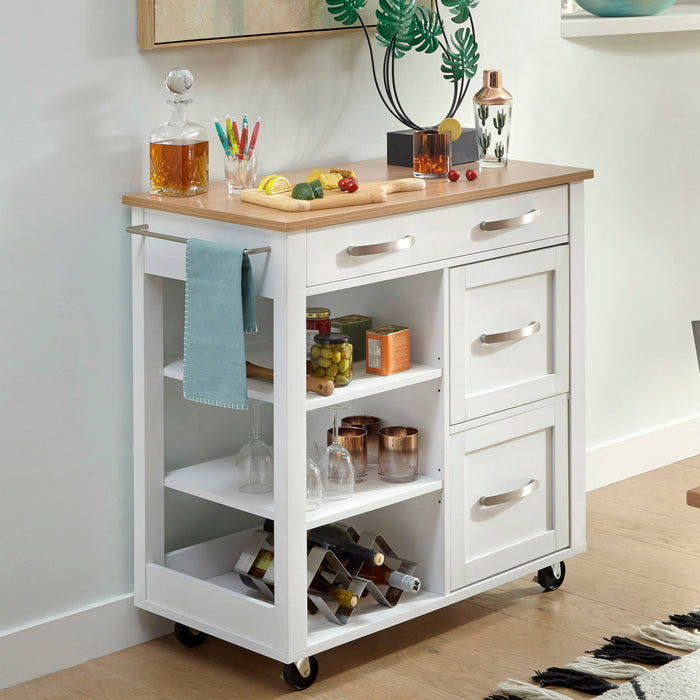 Storage Plus Off-White Kitchen Cart