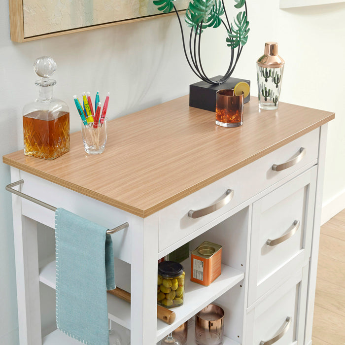 Storage Plus Off-White Kitchen Cart