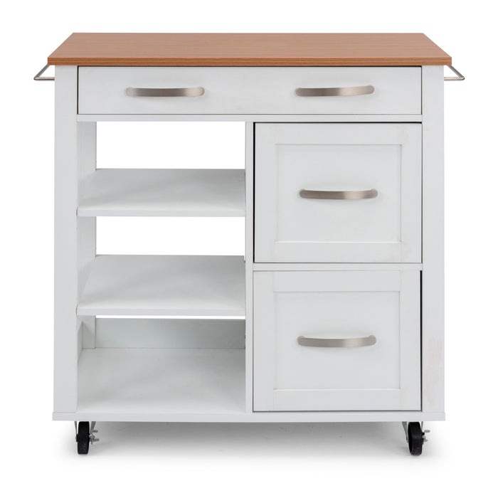 Storage Plus Off-White Kitchen Cart