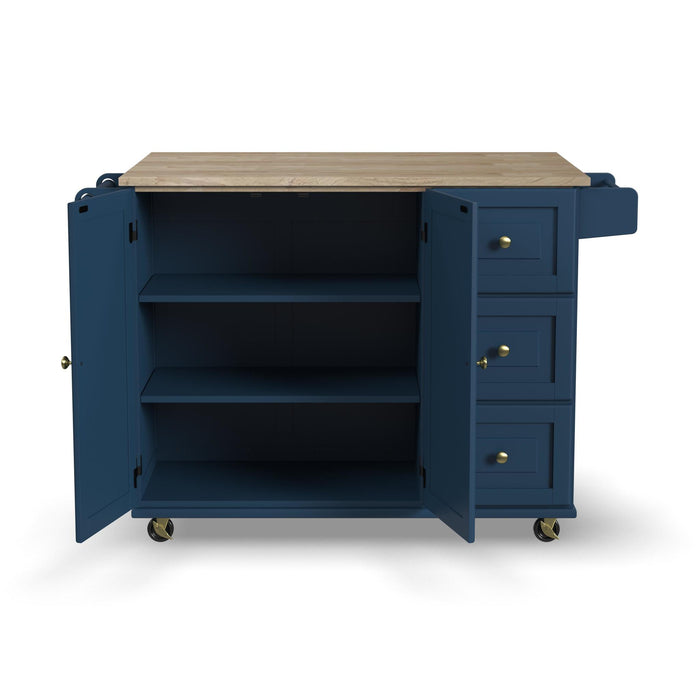 Dolly Madison Blue Drop Leaf Kitchen Cart