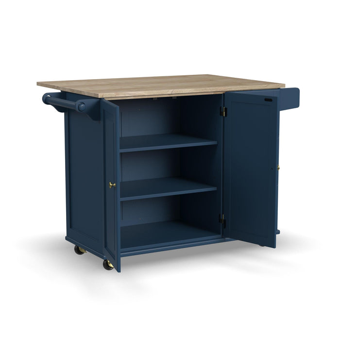 Dolly Madison Blue Drop Leaf Kitchen Cart