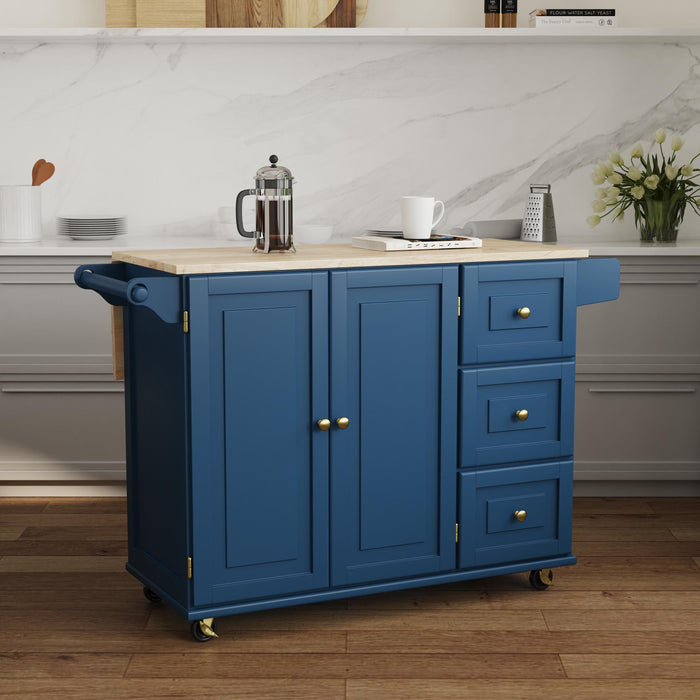 Dolly Madison Blue Drop Leaf Kitchen Cart