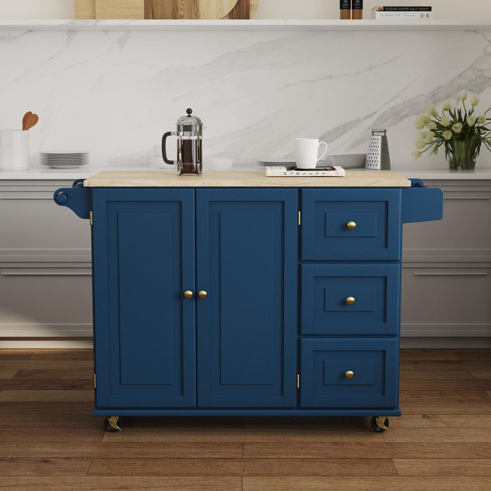 Dolly Madison Blue Drop Leaf Kitchen Cart