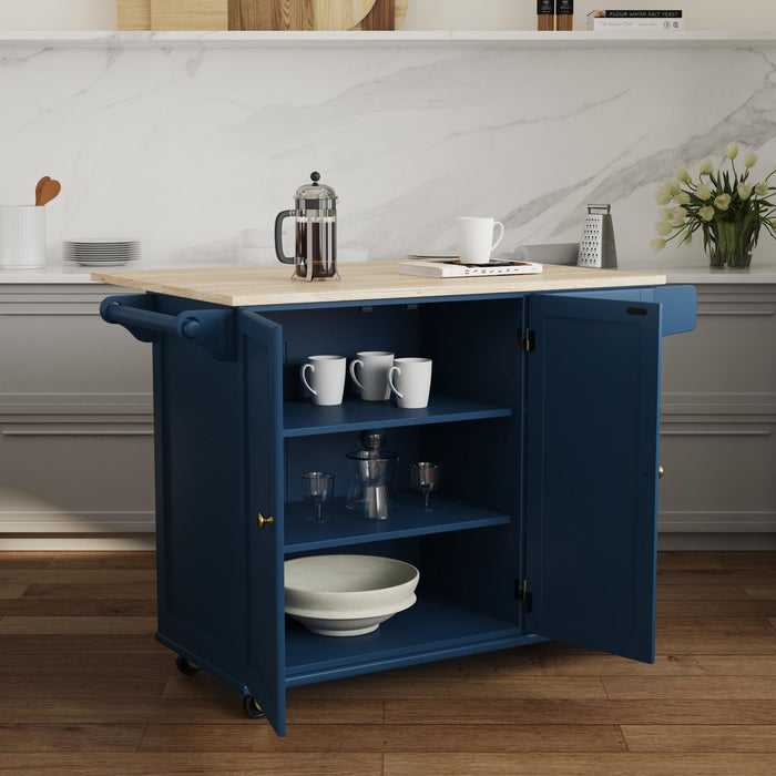 Dolly Madison Blue Drop Leaf Kitchen Cart