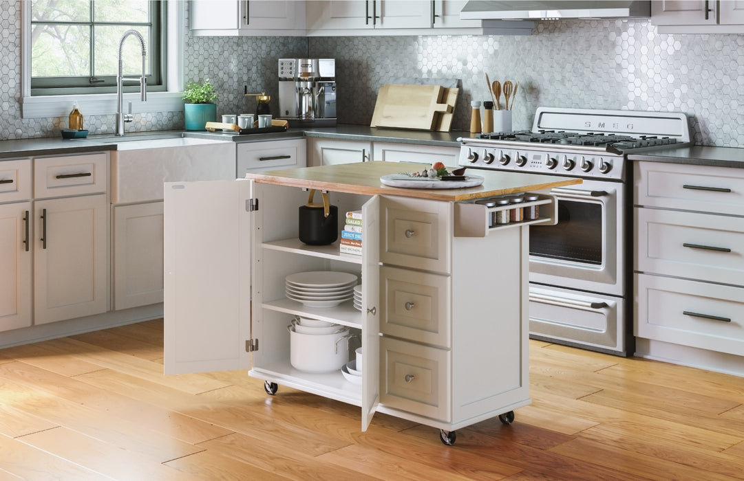 Dolly Madison Off-White Kitchen Cart