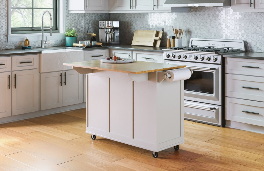 Dolly Madison Off-White Kitchen Cart