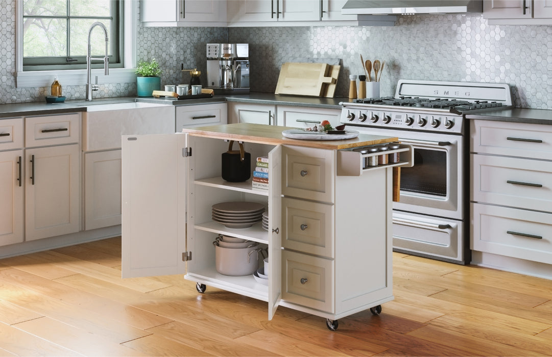 Dolly Madison Off-White Kitchen Cart