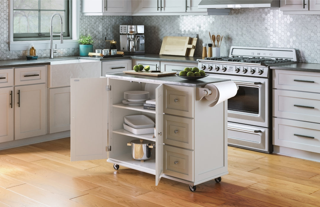 Dolly Madison Off-White Kitchen Cart