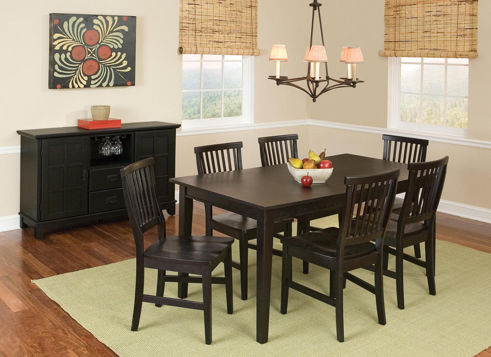 Arts & Crafts Black 7 Piece Dining Set