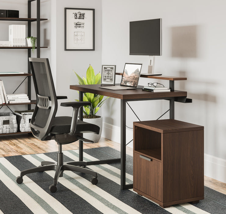 Merge Brown Desk, Monitor Stand and File Cabinet