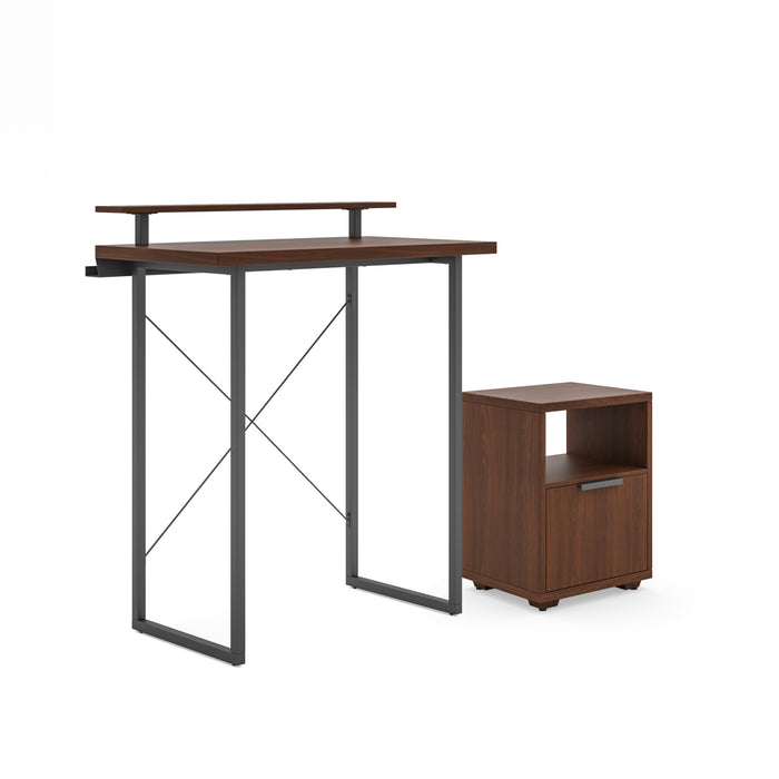 Merge Brown Standing Desk and File Cabinet