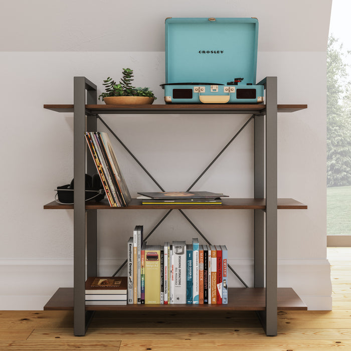 Merge Brown Three-Shelf Bookcase