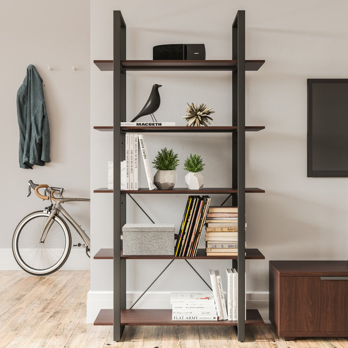 Merge Brown Five-Shelf Bookcase