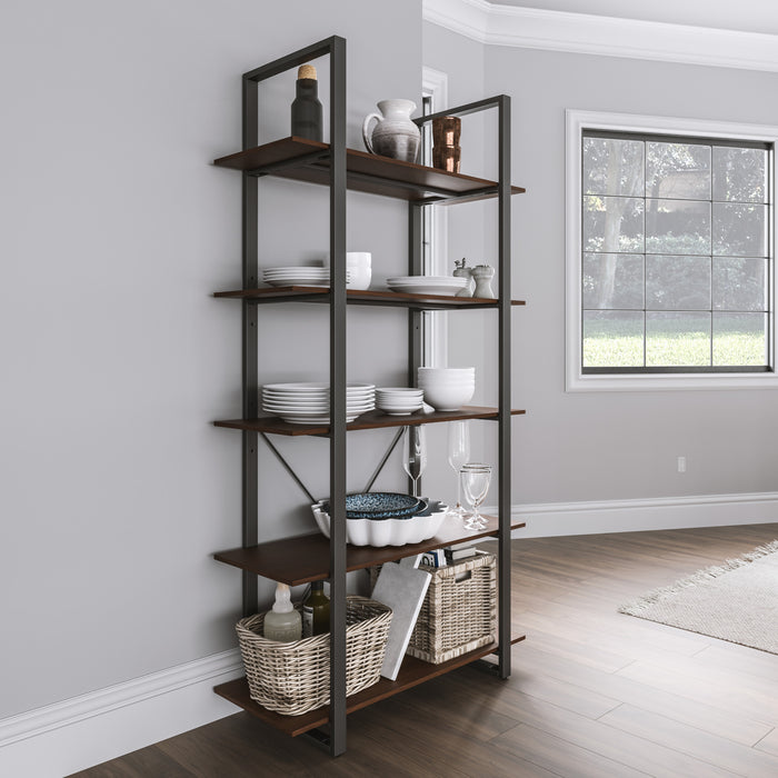 Merge Brown Five-Shelf Bookcase