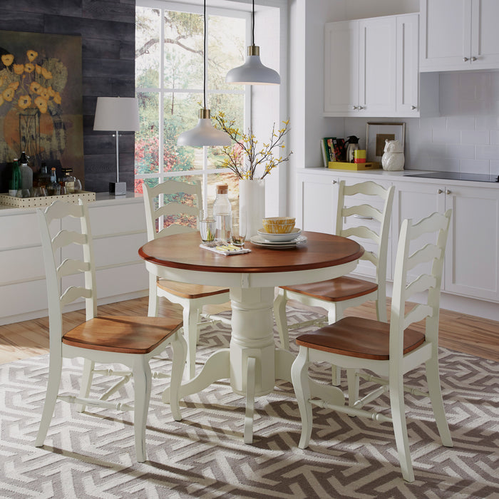 French Countryside Off-White Pedestal Dining Table