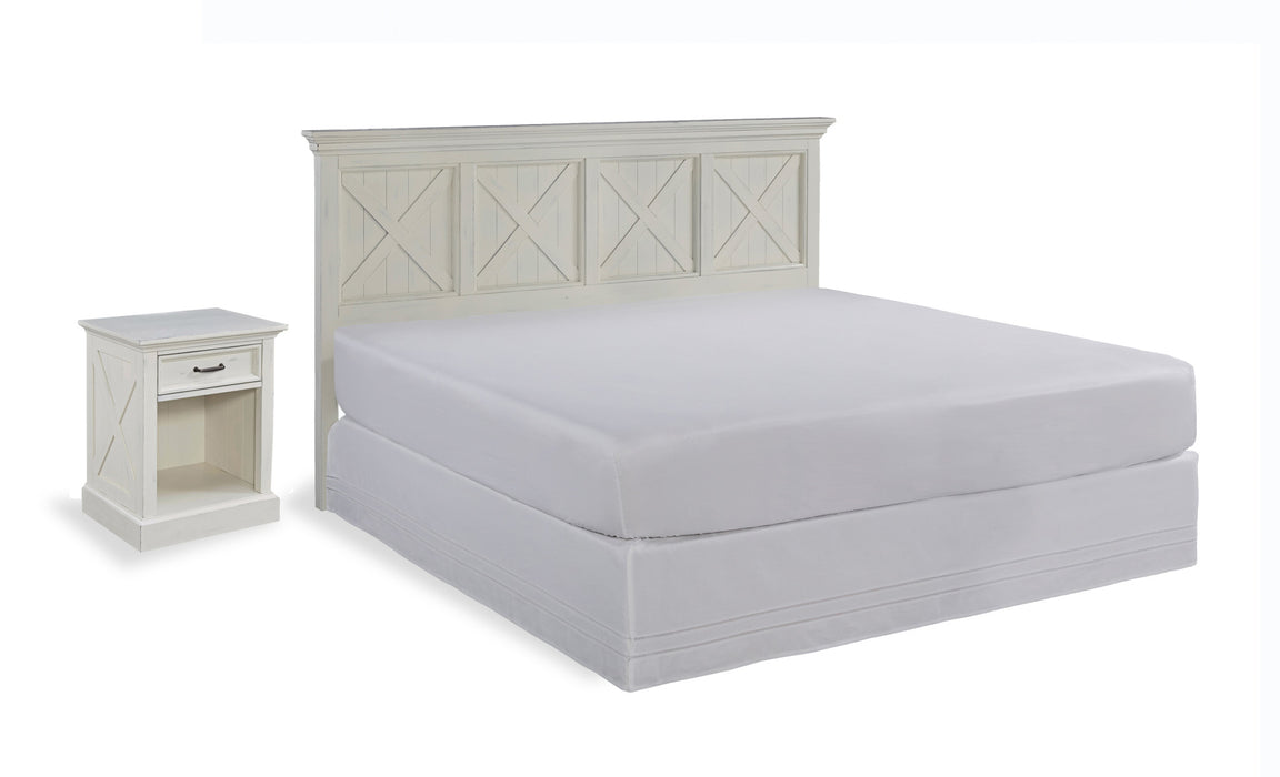 Seaside Lodge Off-White King Headboard and Nightstand