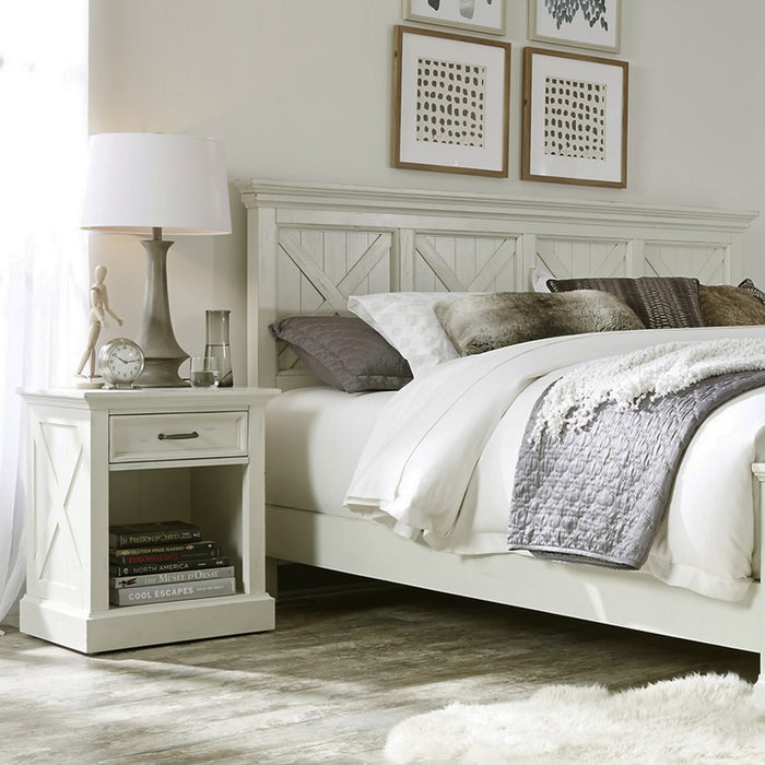 Seaside Lodge Off-White King Headboard and Nightstand