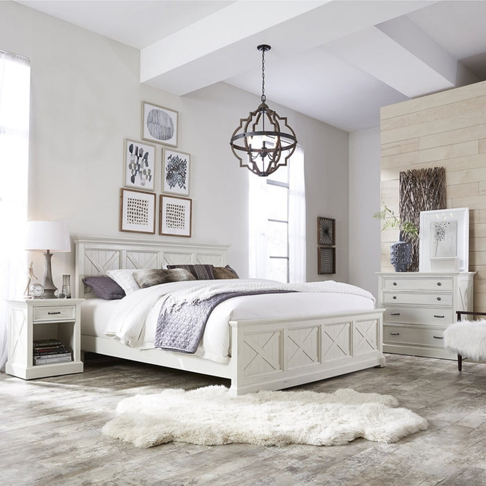 Seaside Lodge Off-White King Bed, Nightstand and Chest