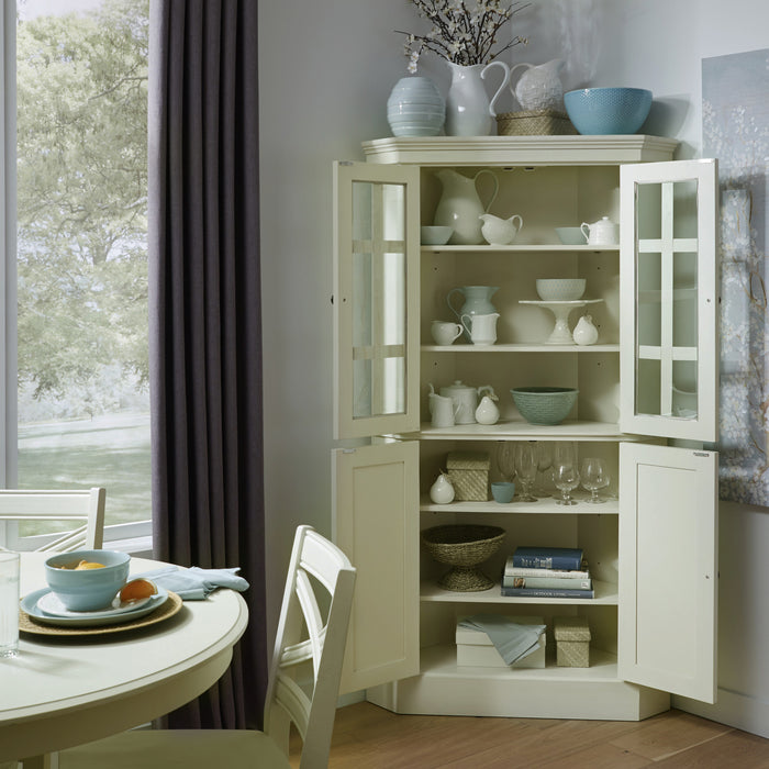 Seaside Lodge Off-White Corner China Cabinet