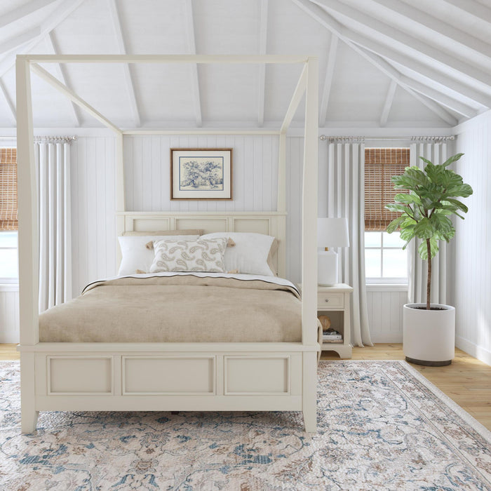 Naples Off-White Queen Bed and Nightstand