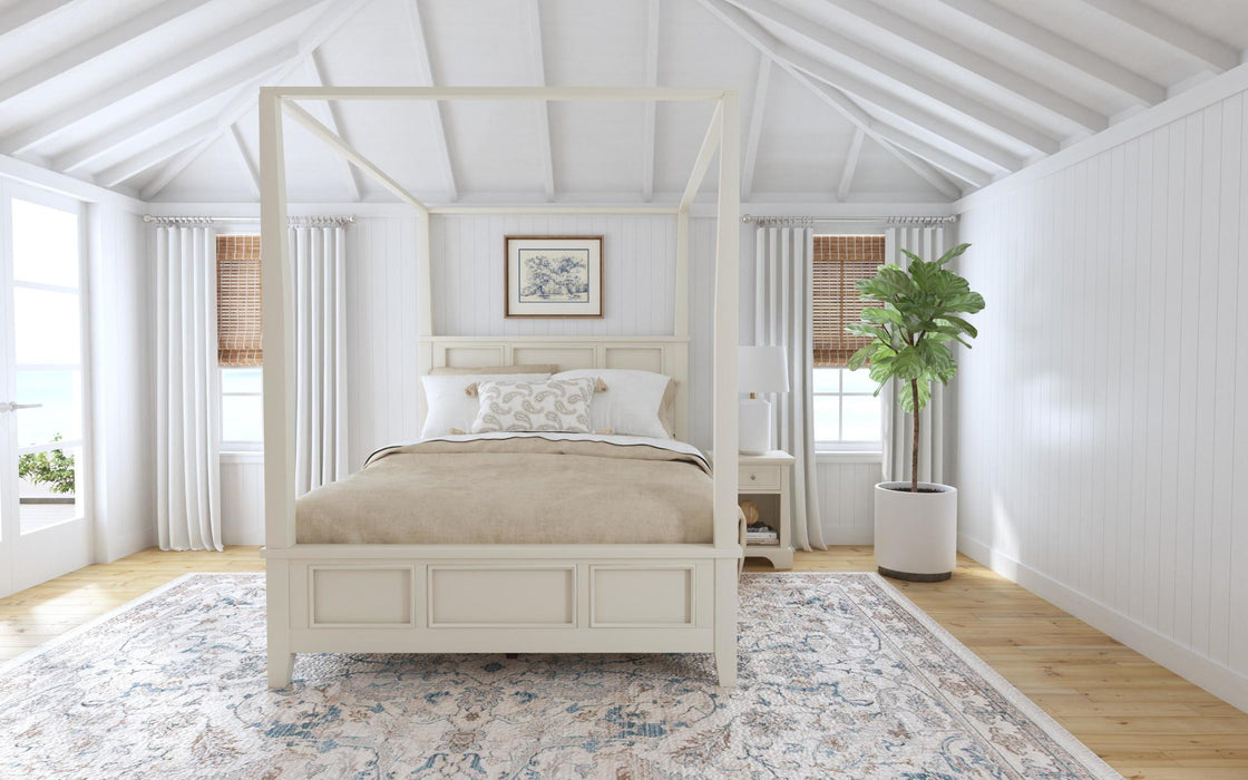 Naples Off-White Queen Bed and Nightstand