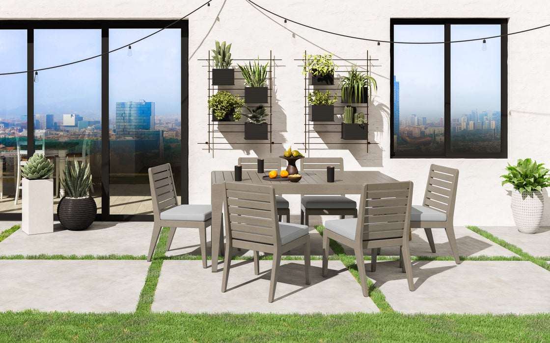 Sustain Gray Outdoor Dining Table and Six Chairs