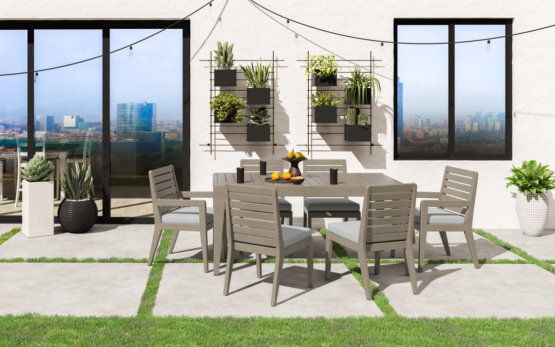 Sustain Gray Outdoor Dining Table and Six Chairs