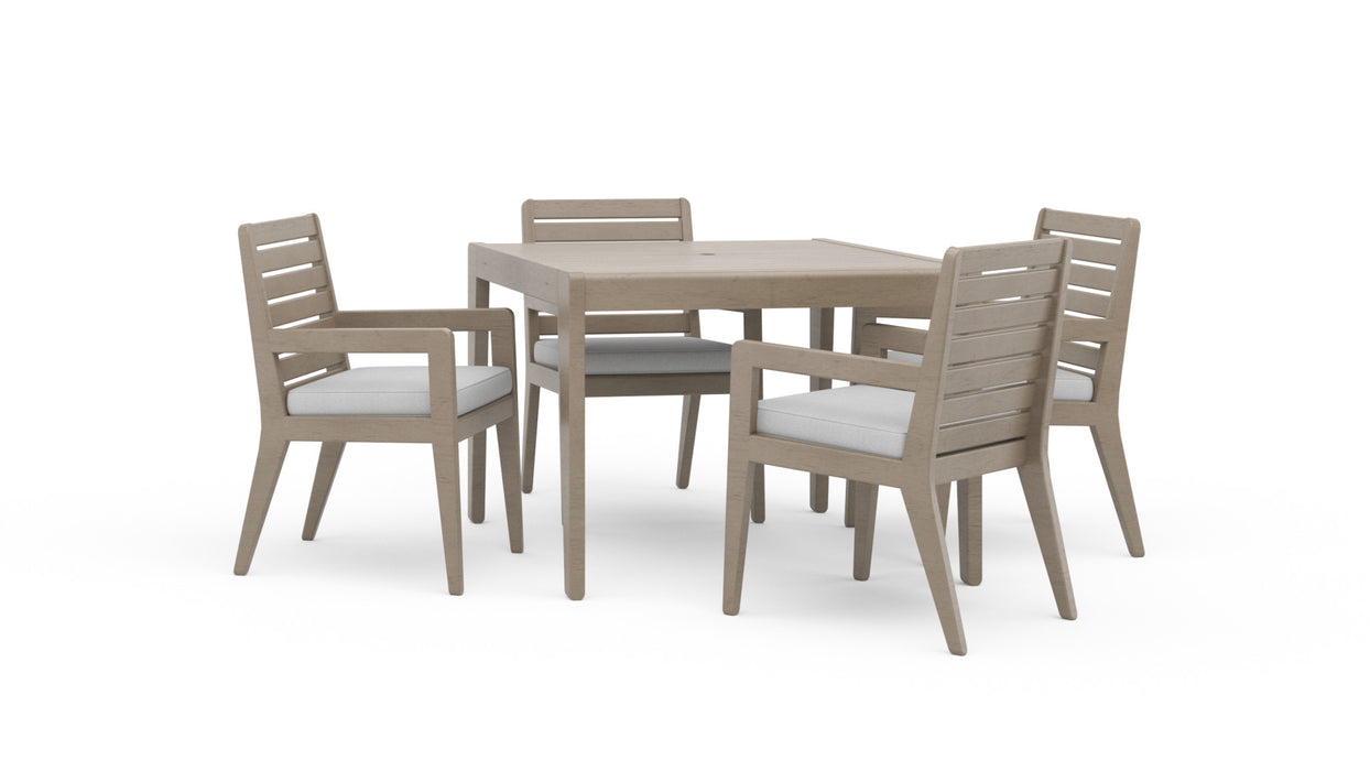 Sustain Gray Outdoor Dining Table and Four Armchairs