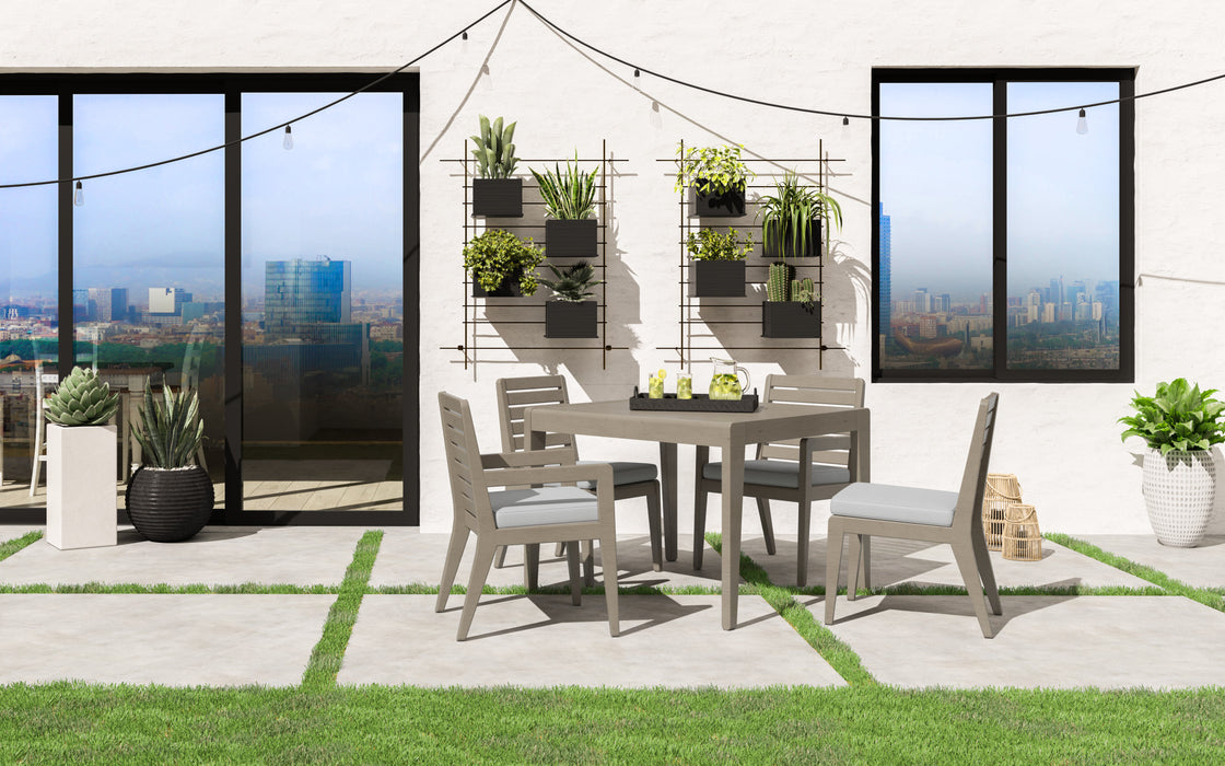 Sustain Gray Outdoor Dining Table and Four Chairs