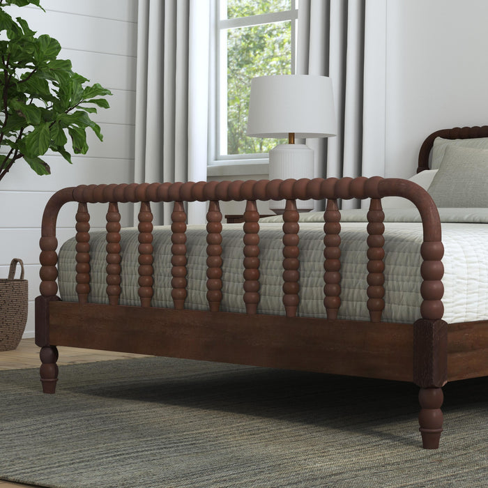 Spindle Brown Queen Bed and Two Nightstands