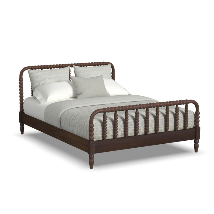 Spindle Brown Queen Bed and Two Nightstands