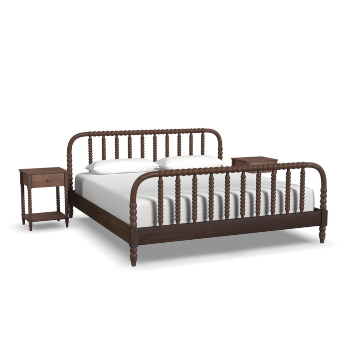 Spindle King Bed and Two Nightstands