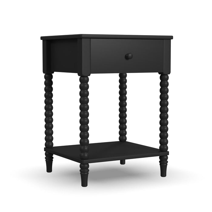 Spindle Black Queen Bed and Two Nightstands