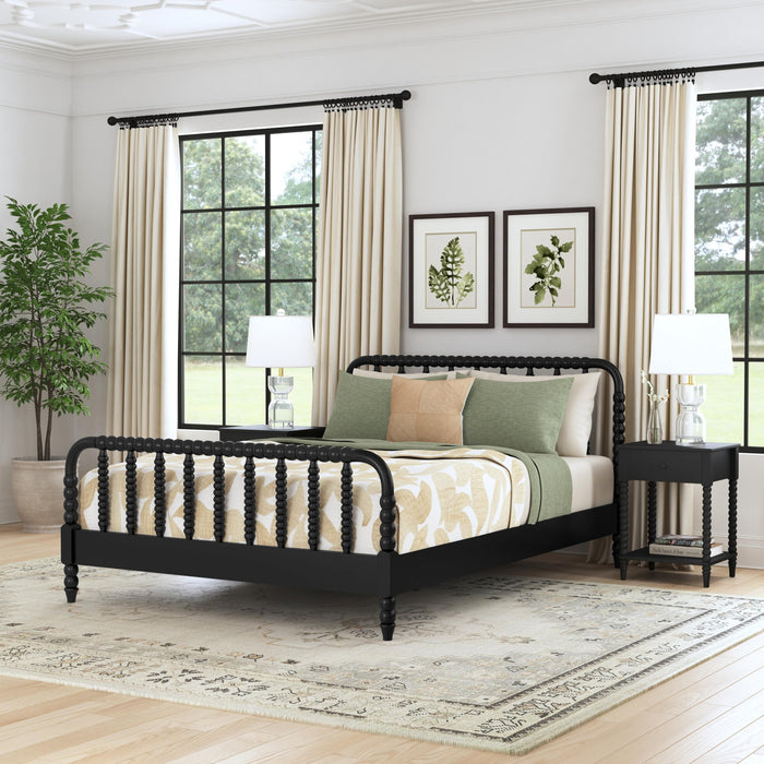 Spindle Queen Bed and Two Nightstands