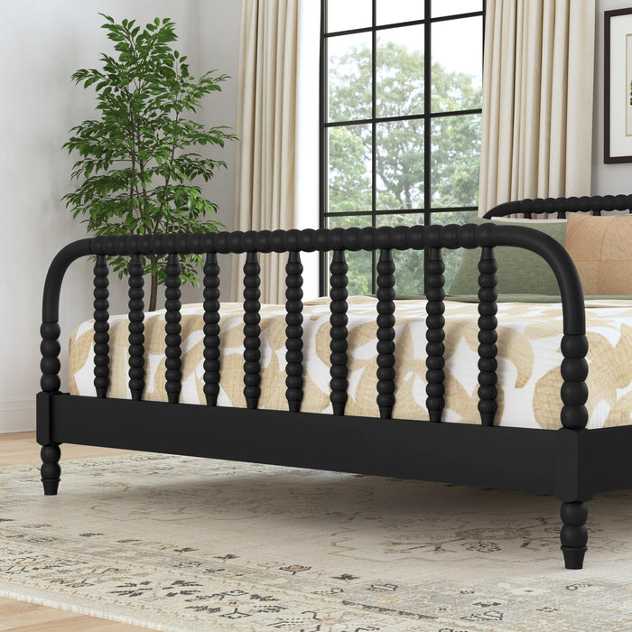 Spindle Black King Bed and Two Nightstands