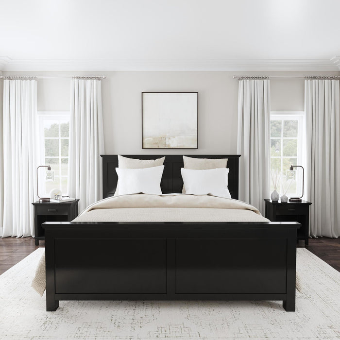 Oak Park Black King Bed and Two Nightstands