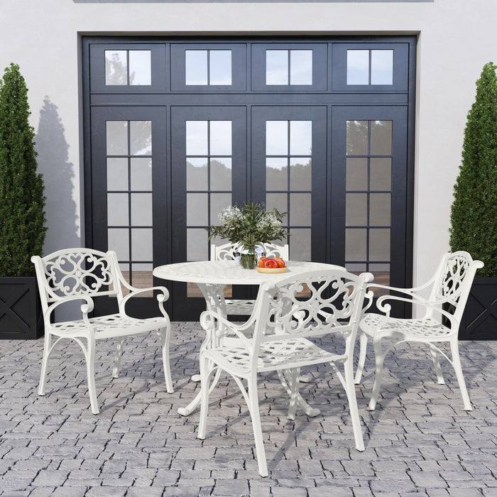 Sanibel White 5 Piece Outdoor Dining Set