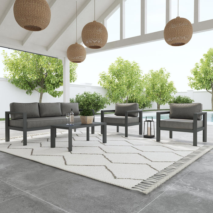 Grayton Gray Outdoor Aluminum Sofa 4-Piece Set