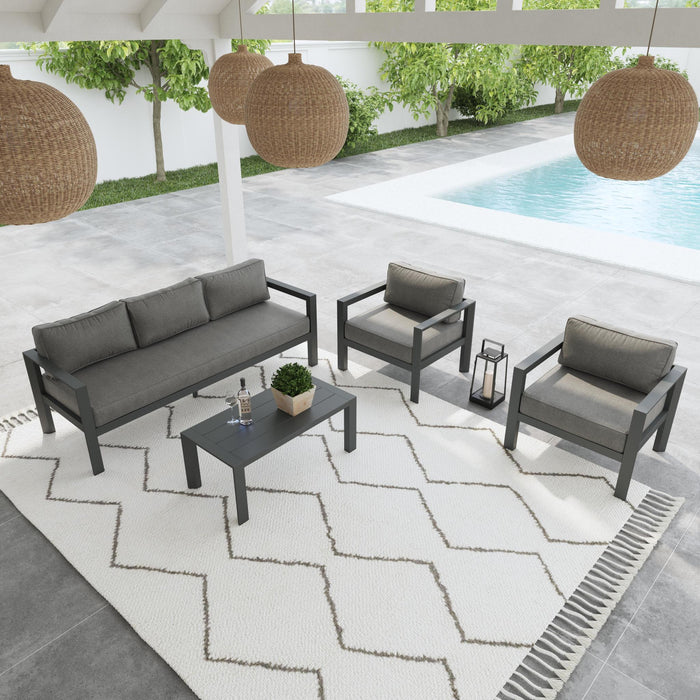 Grayton Gray Outdoor Aluminum Sofa 4-Piece Set