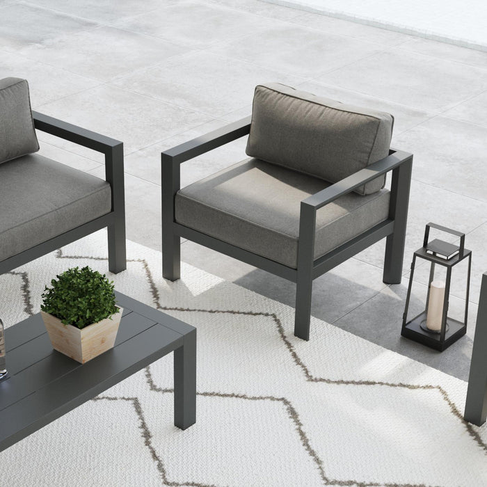 Grayton Gray Outdoor Aluminum Sofa 4-Piece Set