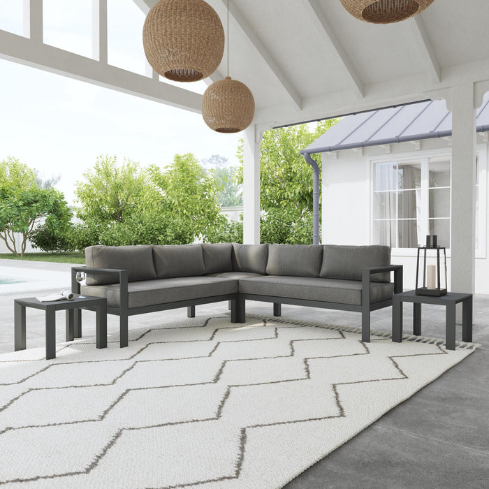 Grayton Gray 5 Seat Sectional with 2 End Tables